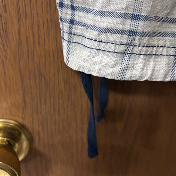 Nick Danger Men's White Plaid Cargo Shorts with Blue Accents - Picture 5 of 6